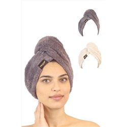 Heriya 2'li Paket Mikrofiber Saç Havlusu – 2 Düğmeli Saç Kurutma Bonesi– Hızlı Kurutma Türbanı Heriya-Towel-2Pcs