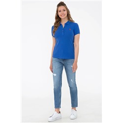 Kadın Saks Basic Polo Yaka Tişört