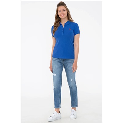 Kadın Saks Basic Polo Yaka Tişört
