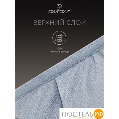 PRIME PRIVE Одеяло утяжеленное ЛУНД сер 140x205, 1пр.,велюр / иск.мех/стекл.гранулы