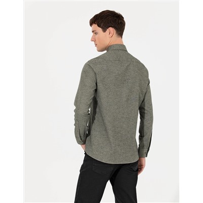 Yeşil Slim Fit Uzun Kollu Gömlek