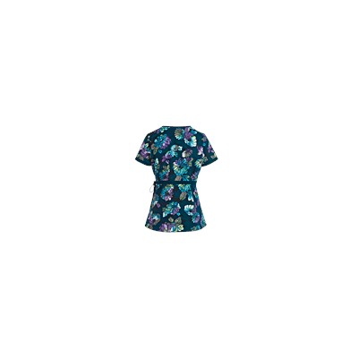 koi Scrubs Rainbow Mums Mock Wrap Print Top