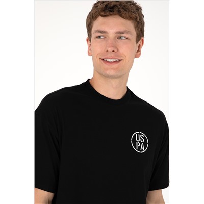 Erkek Oversize Fit Bisiklet Yaka Siyah Tişört