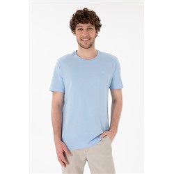 Erkek Regular Fit Bisiklet Yaka Mavi Basic Tişört