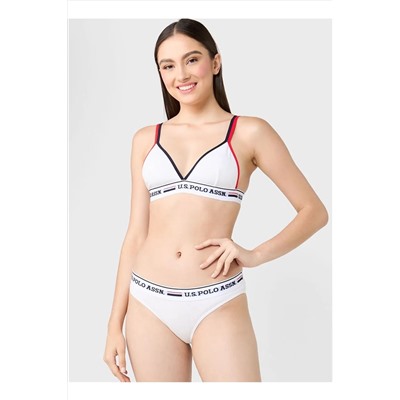 U.S. Polo Assn. Kadın Pamuklu Likralı Düz Renk 2'li Büstiyer Slip Set U7S7P3O6L5
