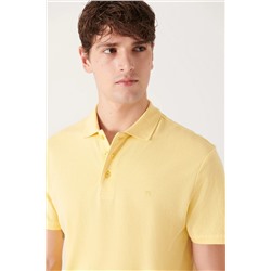 Sarı %100 Pamuk Serin Tutan Polo Yaka T-Shirt