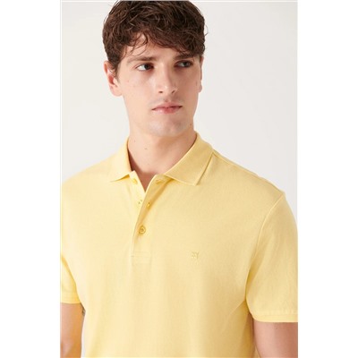 Sarı %100 Pamuk Serin Tutan Polo Yaka T-Shirt