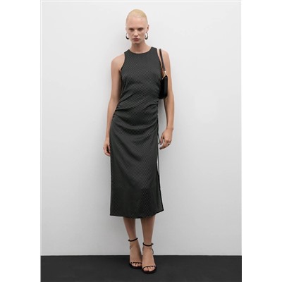 Vestido lunares fruncido lateral