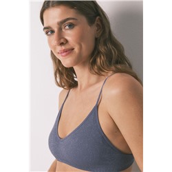 Top canalé seamless lila lurex