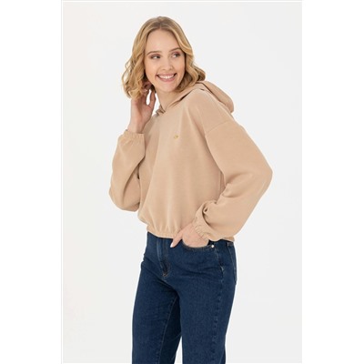 Kadın Kum Kapüşonlu Sweatshirt