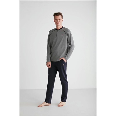 U.S. Polo Assn. - Erkek Antrasit Melanj Patlı Pijama Takımı 18734