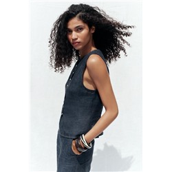 DOUBLE-BREASTED LINEN WAISTCOAT