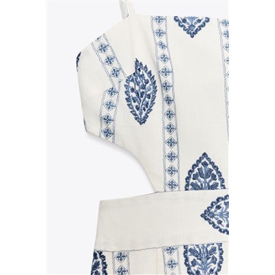 MIDI DRESS WITH CUT-OUT EMBROIDERY