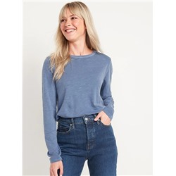 Long-Sleeve EveryWear Slub-Knit T-Shirt for Women