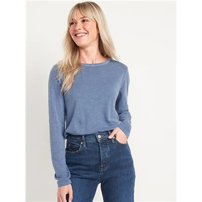 Long-Sleeve EveryWear Slub-Knit T-Shirt for Women