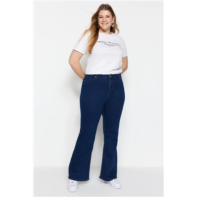İndigo Yüksek Bel Comfort İspanyol Paça Flare Fit Jeans TBBAW23JE00001