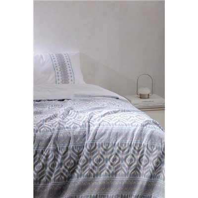Abrial King Size %100 Pamuk Ranforce Baskılı Nevresim Takımı - Gri/Mavi
