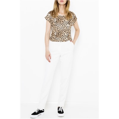 Camiseta de lino Marrón y beige
