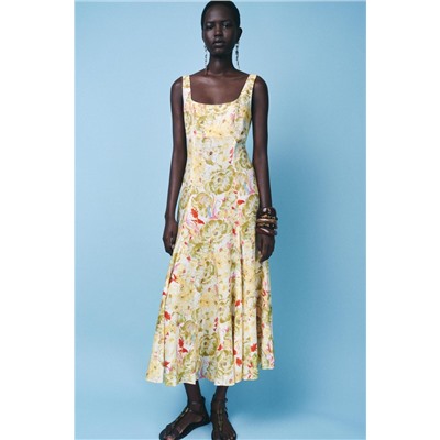 ZW COLLECTION PRINTED LINEN BLEND DRESS