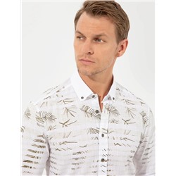 Yeşil Slim Fit Uzun Kollu Gömlek