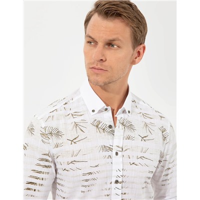Yeşil Slim Fit Uzun Kollu Gömlek