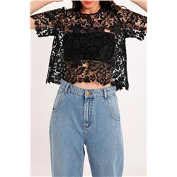 Top de guipur Negro