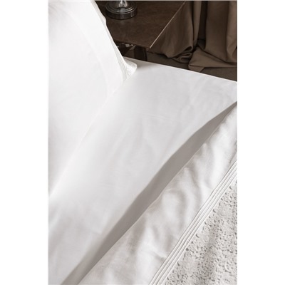 Marion King Size %100 Pamuk Brodeli Saten Nevresim Takımı - Beyaz