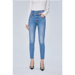 Vaquero skinny fit 7/8 de tiro alto Azul