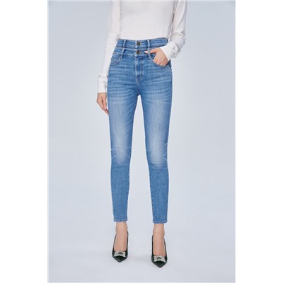 Vaquero skinny fit 7/8 de tiro alto Azul