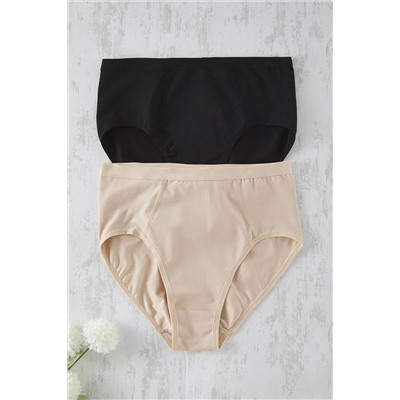 Siyah-Ten 2'li Paket Yüksek Bel Toparlayıcı Büyük Beden Külot TBBSS25CM00001