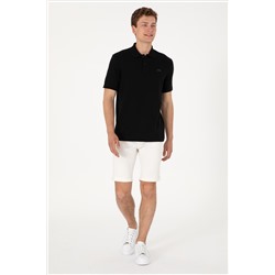 Erkek Regular Fit Polo Yaka Siyah Basic Tişört