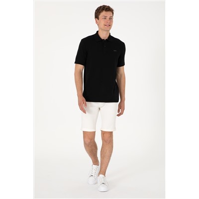 Erkek Regular Fit Polo Yaka Siyah Basic Tişört
