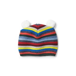 Crazy stripe bear garter beanie