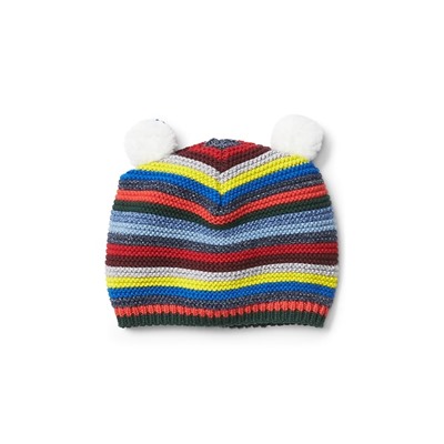 Crazy stripe bear garter beanie