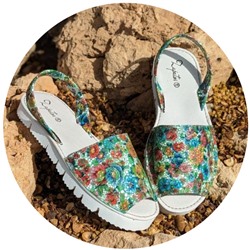 ZAPATOS · 2364-flores-verde РАСПРОДАЖА - 9 ЕВРО
