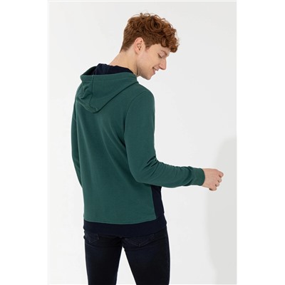 Erkek Yeşil Kapüşonlu Sweatshirt