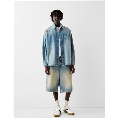 Long sleeve oversize denim shirt