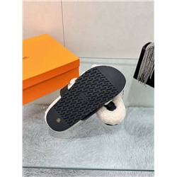 Меховые женские шлепки Herme*s Chypr*e