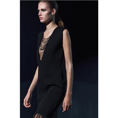 KNIT DRESS WITH FRINGING