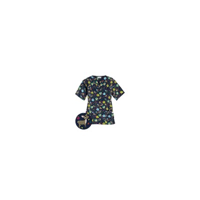 UA Outdoorsy Charm Navy Print Scrub Top