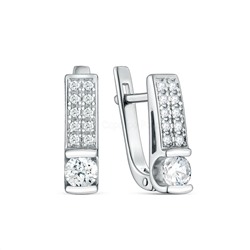 Серьги из серебра с фианитами родированные 925 пробы С-4707-Р