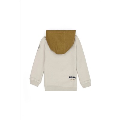 Erkek Çocuk Bej Kapüşonlu Sweatshirt