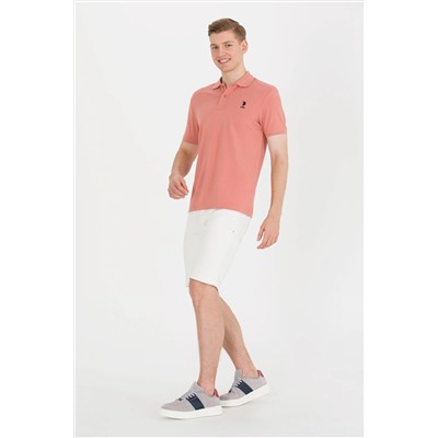 Erkek Pudra Basic Polo Yaka Tişört