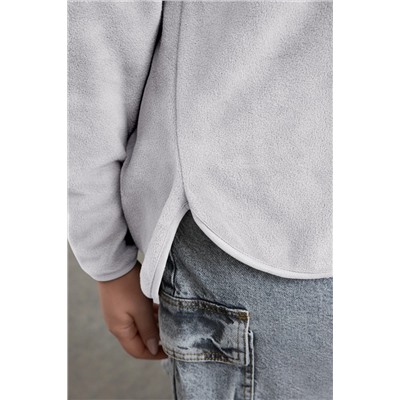 Gri Kalın Polar Kapüşonlu ve Fermuarlı Oversize/Bol Kesim Örme Büyük Beden Sweatshirt TBBAW25AO00030
