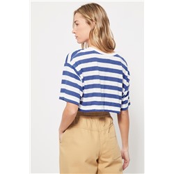 Top crop de lino Azul marino