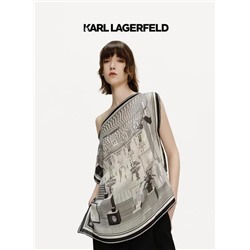 Тонкая шелковистая шаль из искусственного шелка на одно плечо KARL LAGERFEL*D ОРИГИНАЛ!