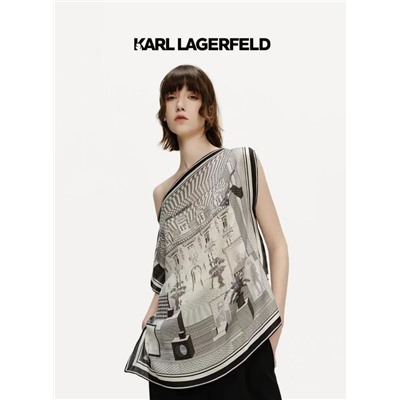 Тонкая шелковистая шаль из искусственного шелка на одно плечо KARL LAGERFEL*D ОРИГИНАЛ!