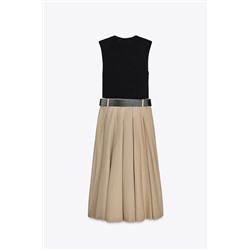 CONTRAST DRESS WITH SHOULDER PADS