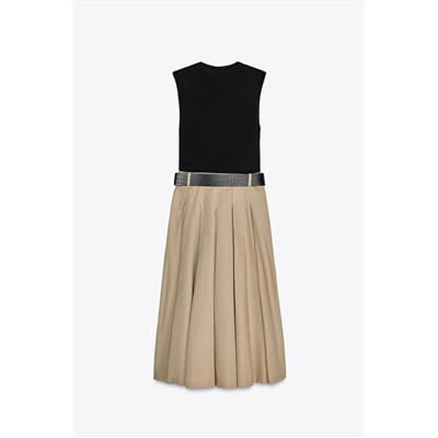 CONTRAST DRESS WITH SHOULDER PADS