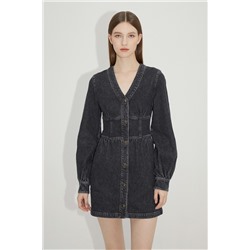 Vestido camisero vaquero Negro